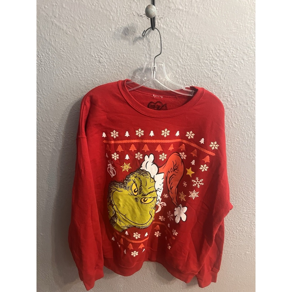 The Grinch Christmas Sweatshirt Red‎ LS Adult Size XL
